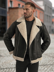 Куртка шкіряна чоловіча Чорна OZONEE JS/11Z8273