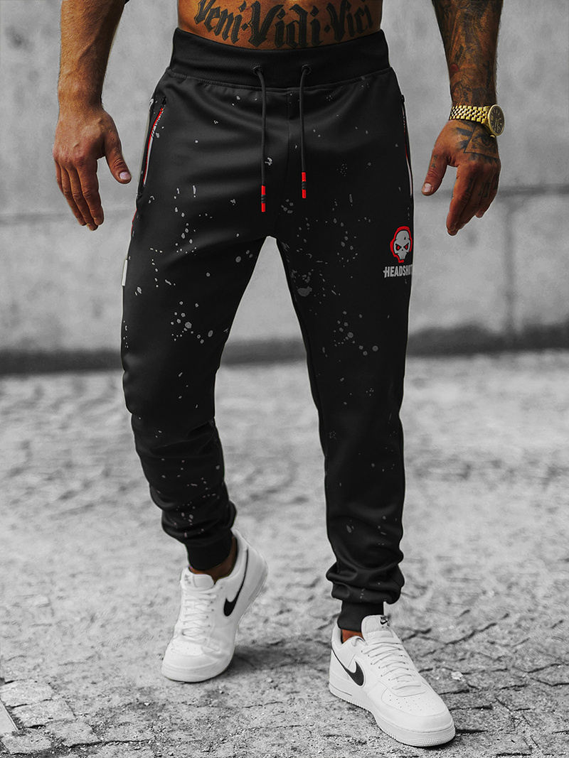 Spodnie dresowe męskie czarne OZONEE JS/K10233Z