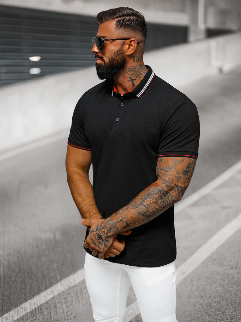 Футболка Поло Чоловіча Чорна OZONEE O/DA729