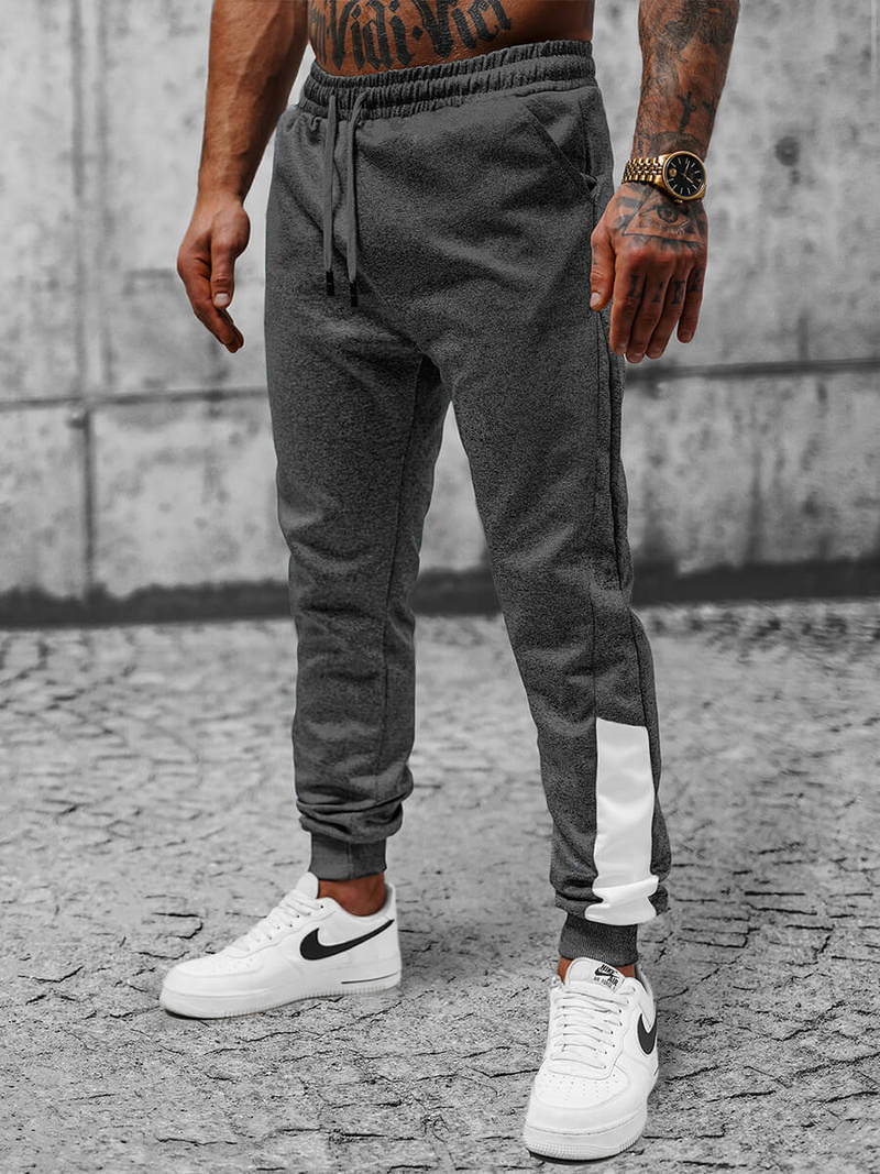 Spodnie dresowe męskie grafitowe OZONEE JS/8K173