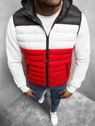 Kamizelka męska pikowana z kapturem czarno-czerwona OZONEE JS/M13075/270