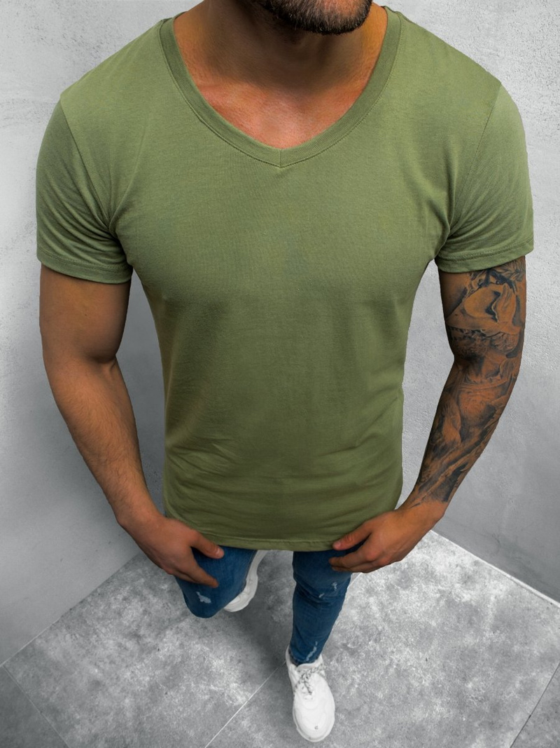 T-Shirt męski khaki OZONEE O/1210Z