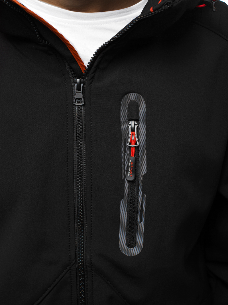 Kurtka softshell męska z kapturem czarno-pomarańczowa OZONEE GE/12263Z