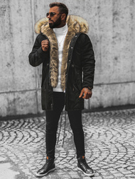 Kurtka zimowa męska z futerkiem czarna OZONEE O/5578