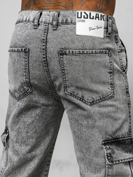 Spodnie jeansowe męskie wide leg szare OZONEE DO/4001