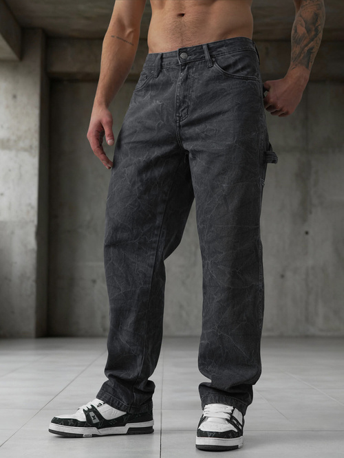 Spodnie jeansowe męskie wide leg grafitowe OZONEE O/KK2828/5