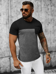 T-shirt męski czarno-grafitowy OZONEE JS/8T91/5Z