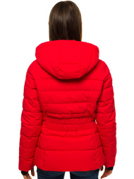 Kurtka zimowa z kapturem damska czerwona OZONEE O/M201/4