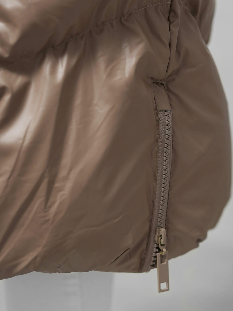 Kamizelka damska długa skórzana camelowa OZONEE JS/5M3183/84