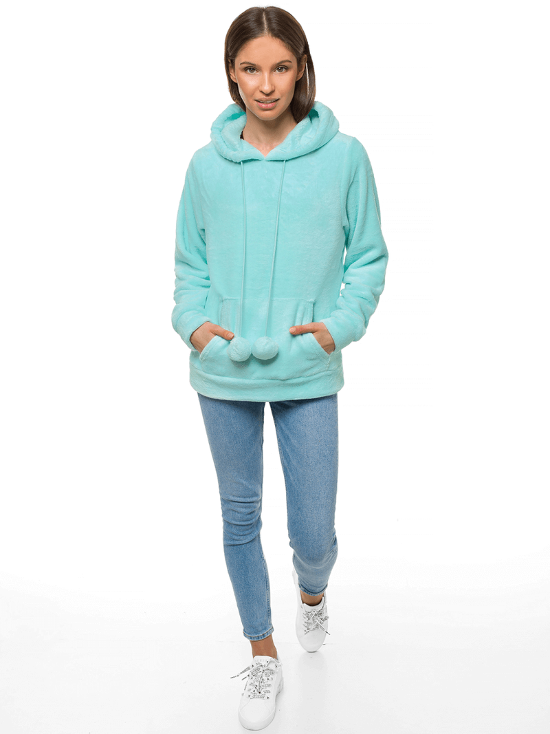 Bluza damska z kapturem miętowa OZONEE JS/HH033/41