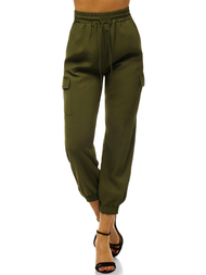 Spodnie damskie joggersy khaki OZONEE O/HM003
