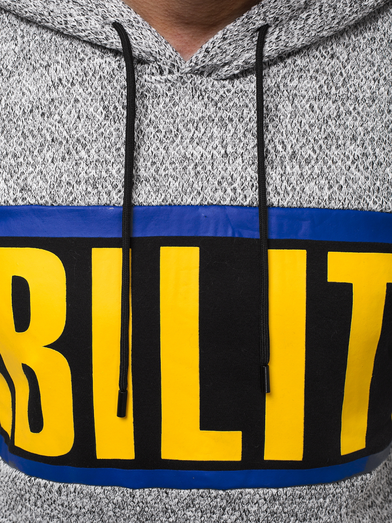 Bluza z kapturem męska szara OZONEE JS/KS1936Z