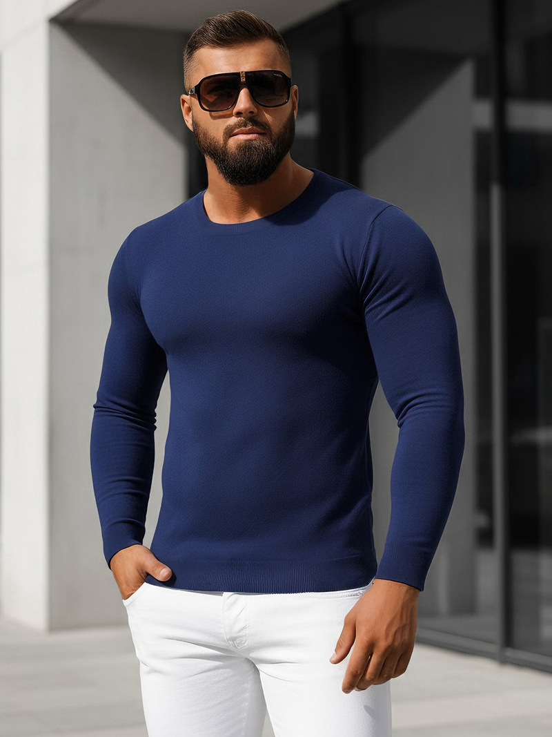 Sweter męski ciemno-niebieski OZONEE NB/MMB602/5Z