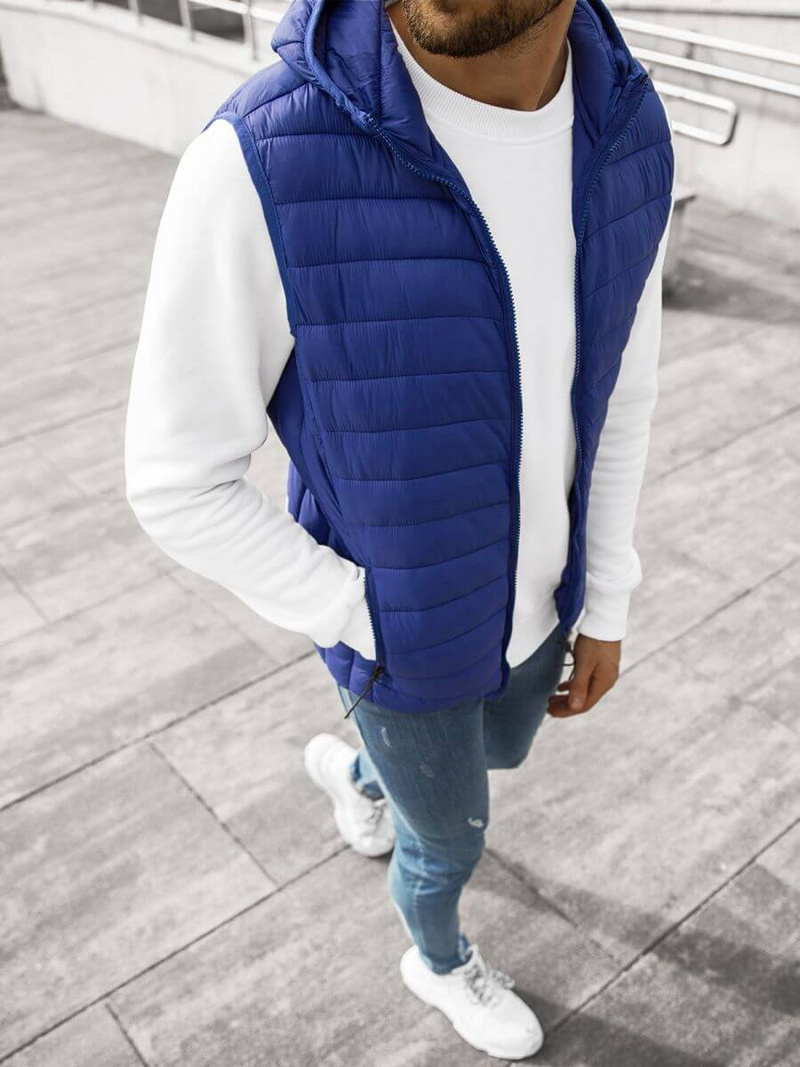 Kamizelka męska pikowana z kapturem granatowa OZONEE JS/HDL88002Z