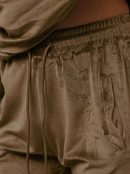 Komplet dresowy damski welurowy jasno-brązowy OZONEE O/8C1175/162Z