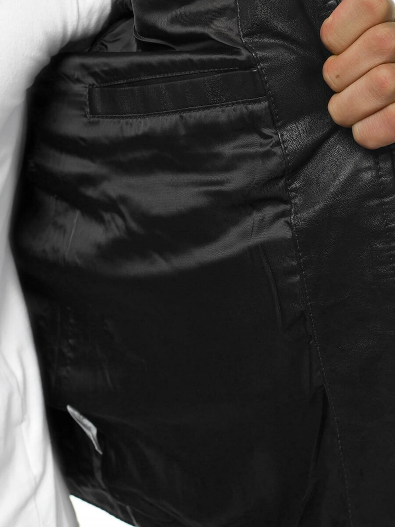 Kurtka skórzana męska czarna OZONEE YD/BF5920107Z