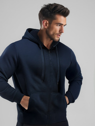 Bluza męska z kapturem rozpinana ciemno-granatowa OZONEE JS/2008