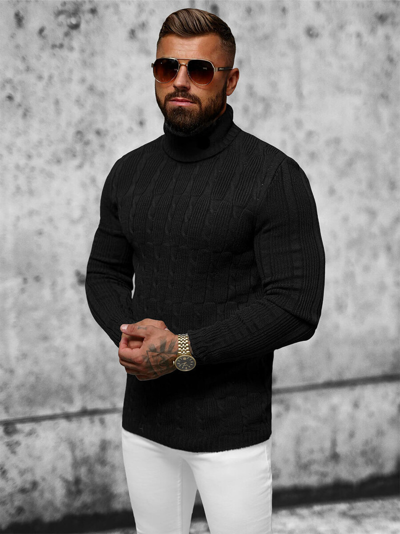 Sweter męski golf czarny OZONEE L/2665Z