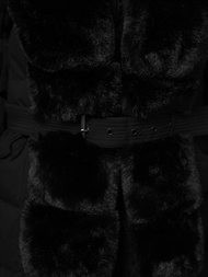 Kurtka zimowa damska długa z futerkiem czarna OZONEE JS/5M3158/392