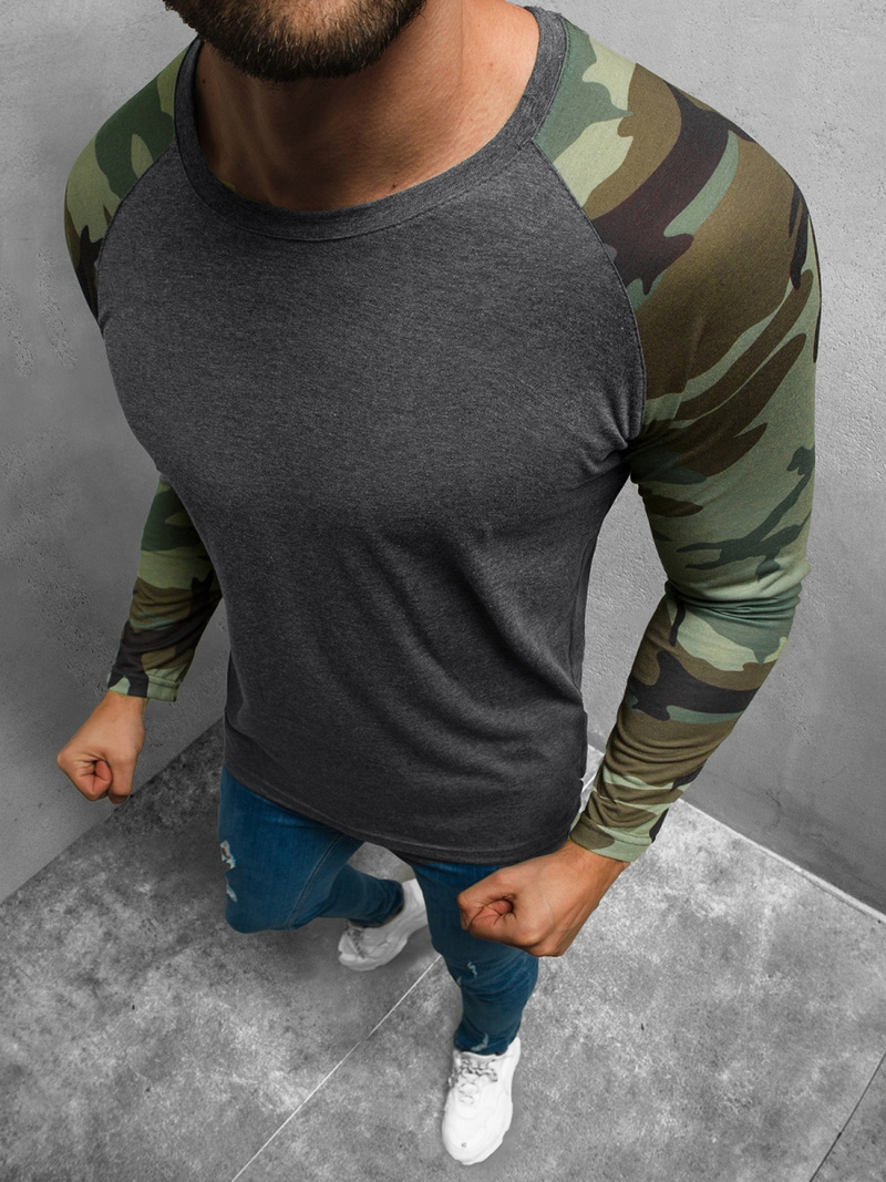 Longsleeve męski grafitowy-moro OZONEE O/1218