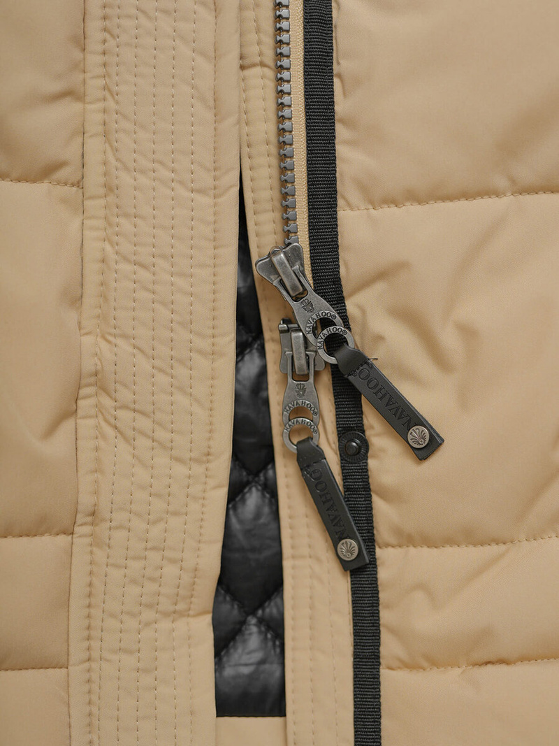 Kurtka zimowa damska długa pikowana beżowa OZONEE O/W377