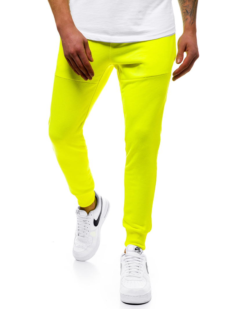 Spodnie dresowe męskie żółte-neon OZONEE G/11129