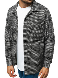 Koszula męska oversize w kratę czarno-biała OZONEE MACH/G807Z