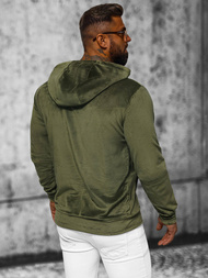 Bluza welurowa męska z kapturem khaki OZONEE JS/8B1168/29