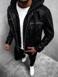 Куртка шкіряна чоловіча Чорна OZONEE JB/JP1171Z