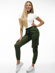 Spodnie damskie chino joggery khaki OZONEE O/8060