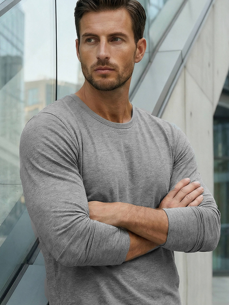 Longsleeve męski grafitowy OZONEE JS/2088Z