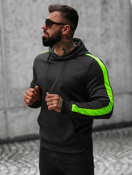 Bluza z kapturem męska czarno-zielona OZONEE O/8B153/3/82