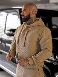 Komplet dresowy męski welurowy beżowy OZONEE O/3C390