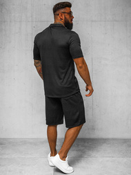 Komplet męski czarny - koszula i spodenki OZONEE O/3C325