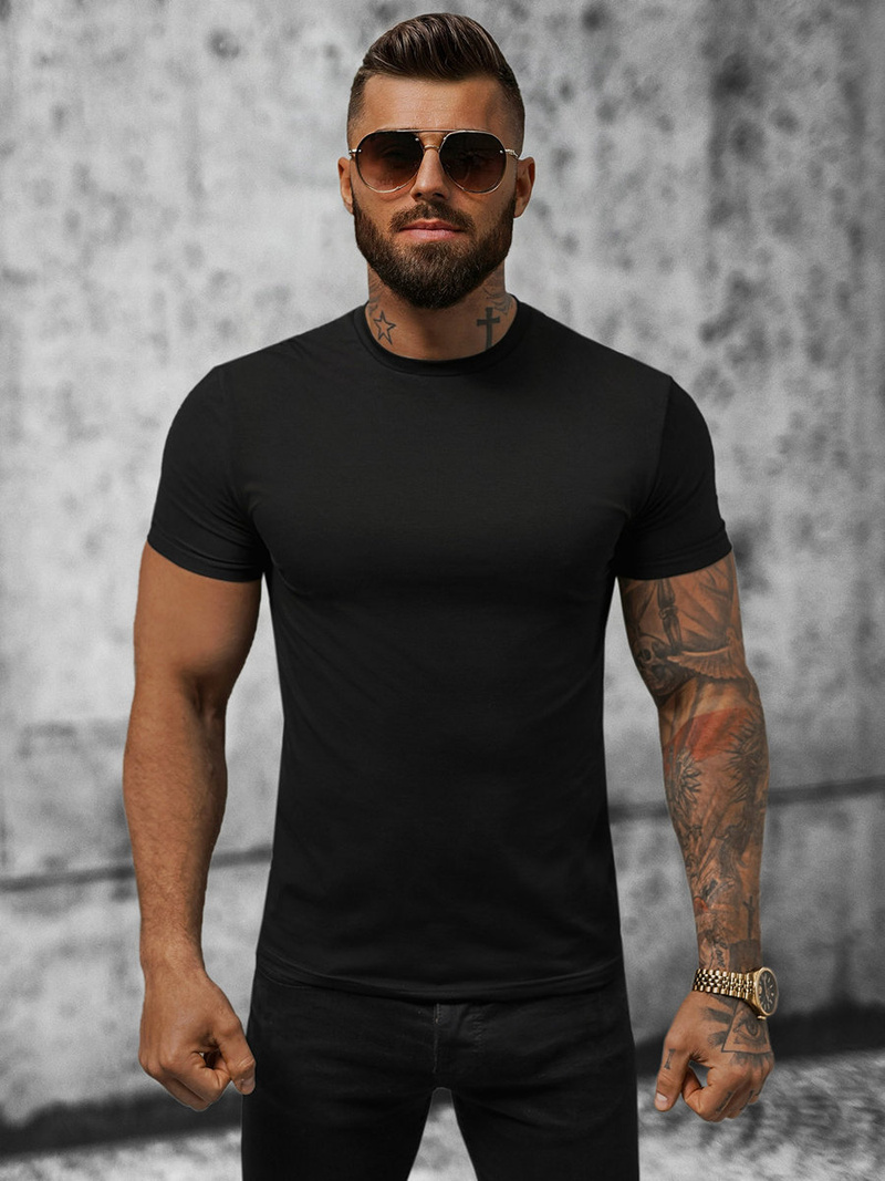 T-shirt męski slim fit czarny OZONEE NB/MT3001