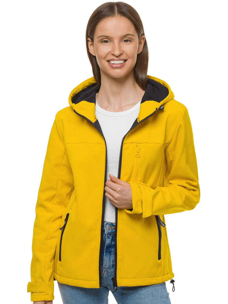 Kurtka softshell damska z kapturem żółta OZONEE JS/KSW6007