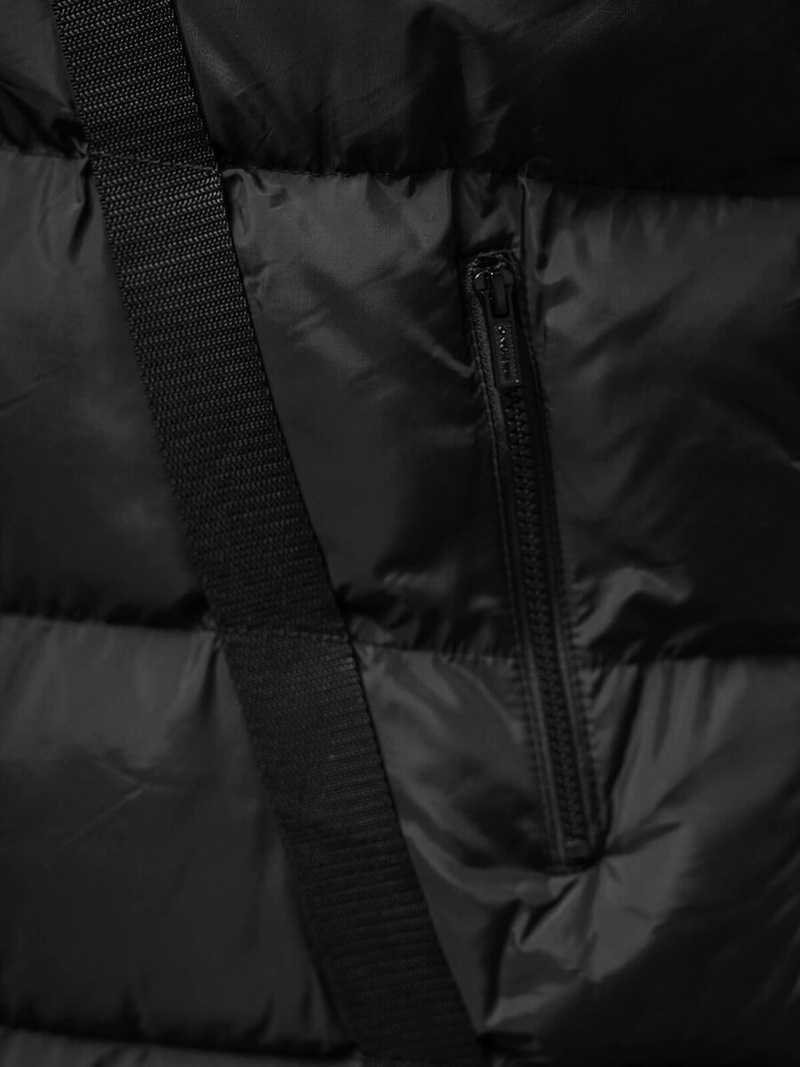 Kamizelka męska długa pikowana z kapturem czarna OZONEE O/M3201