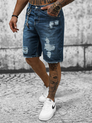 Spodenki męskie jeansowe ciemno-niebieskie OZONEE DP/174