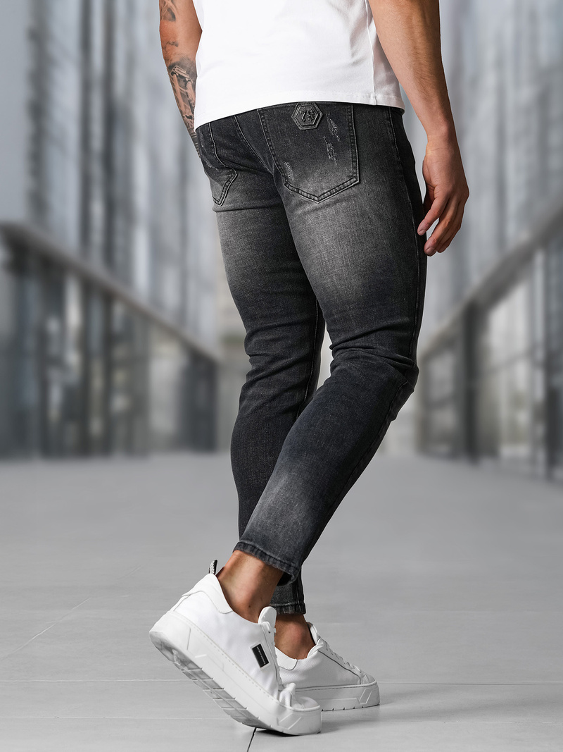 Spodnie jeansowe męskie slim fit czarne OZONEE NB/MP0063/1NZ
