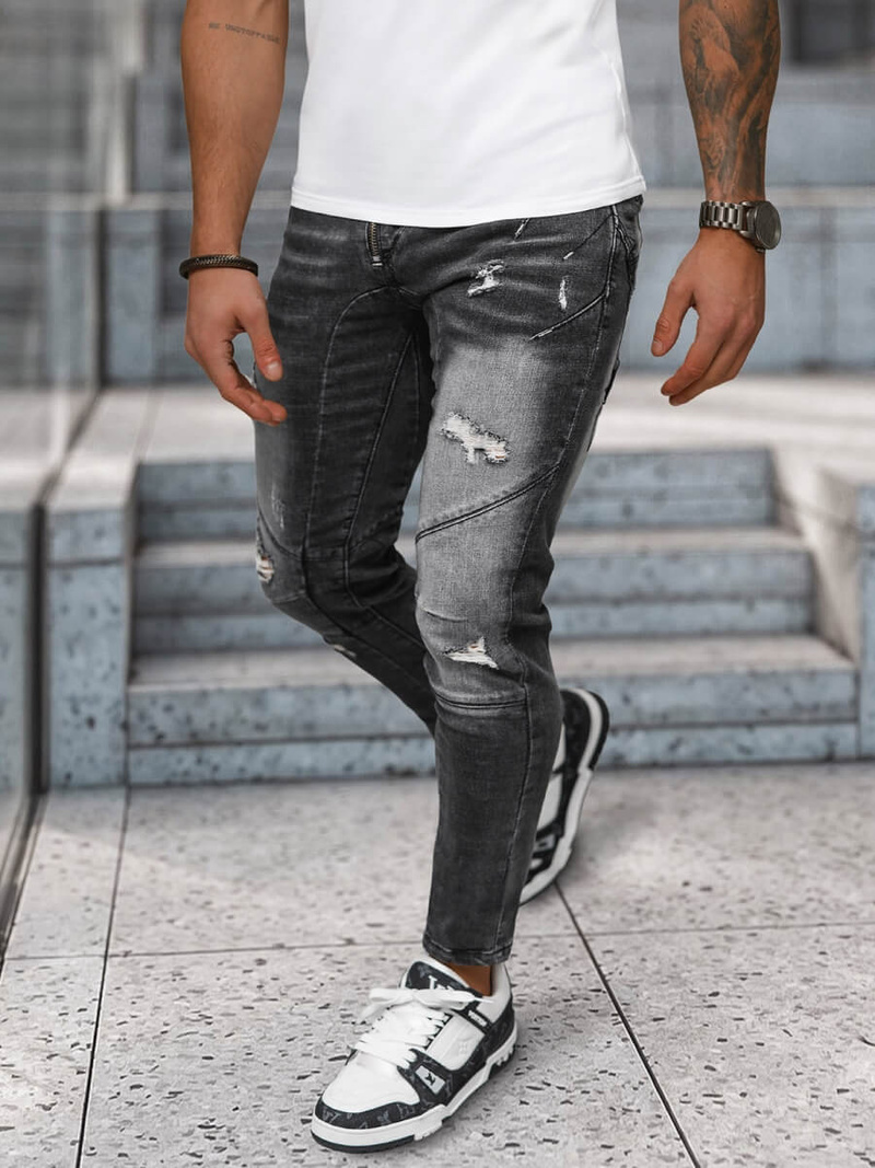 Spodnie jeansowe męskie slim fit czarne OZONEE NB/MP0045N