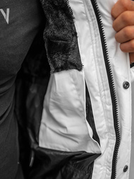 Kurtka zimowa męska pikowana biała OZONEE O/M798