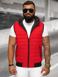 Kamizelka męska pikowana z kapturem czerwona OZONEE JS/MY88Z