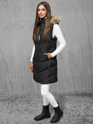 Стьобаний жіночий жилет чорний OZONEE JS/M787/392