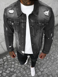 Чоловіча джинсова куртка Чорна OZONEE NB/MJ507N