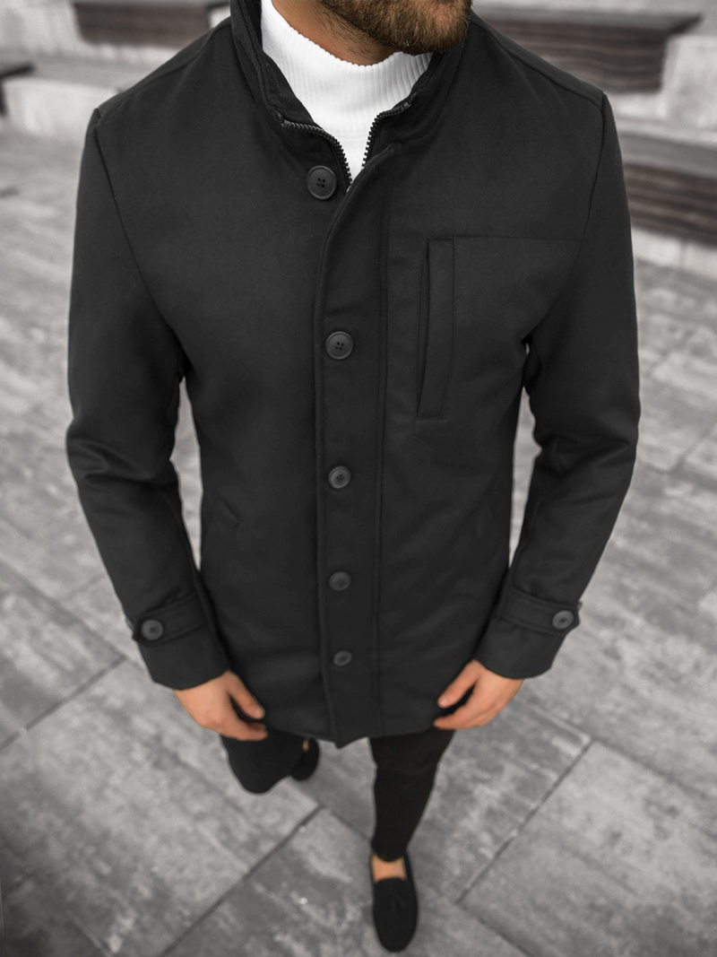 Płaszcz męski czarny OZONEE JS/79M3129