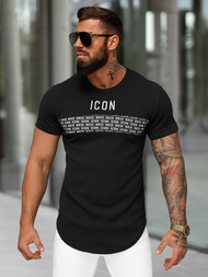 T-shirt męski slim-fit czarny OZONEE O/B1215