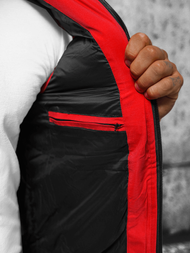 Kamizelka męska pikowana z kapturem czerwona OZONEE JS/5M758/270Z