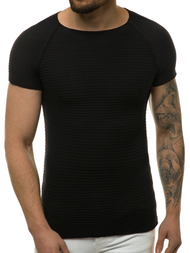 Bluzka męska z dzianiny, krótki rękaw czarna OZONEE L/2297