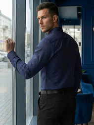 Koszula męska elegancka granatowa OZONEE V/V181Z