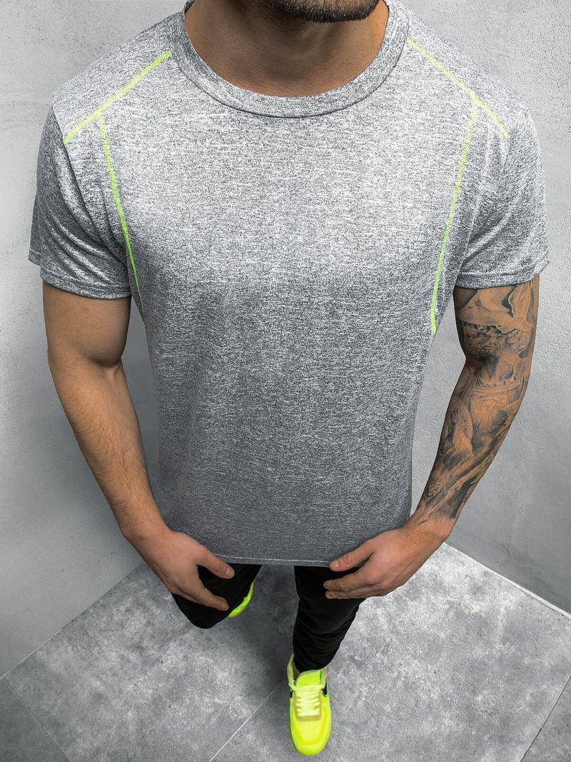 T-Shirt męski bez nadruku szary OZONEE JS/HM089/3